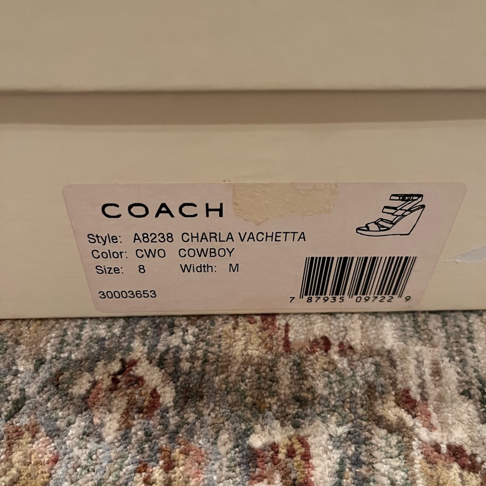 Coach Charla Vachetta Wedge Sandal A8238 Cowboy size 8 - Picture 2 of 6